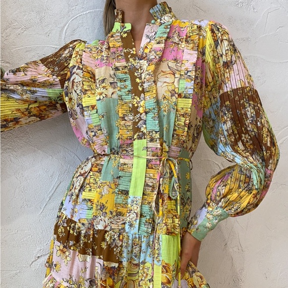 Matilde Pleat Shirtdress in Multi Alemais - Picture 4 of 9